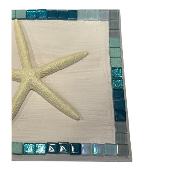 Coastal Wood Mosaic Riser Stand Candle Planter Decor - Picture 8 of 8